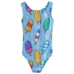 Cute Kawaii Ice Cream Seamless Pattern Kids  Cut-Out Back One Piece Swimsuit