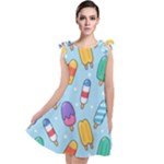 Cute Kawaii Ice Cream Seamless Pattern Tie Up Tunic Dress