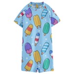 Cute Kawaii Ice Cream Seamless Pattern Kids  Boyleg Half Suit Swimwear