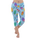 Cute Kawaii Ice Cream Seamless Pattern Lightweight Velour Capri Yoga Leggings