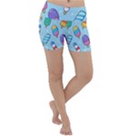 Cute Kawaii Ice Cream Seamless Pattern Lightweight Velour Yoga Shorts
