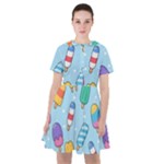 Cute Kawaii Ice Cream Seamless Pattern Sailor Dress