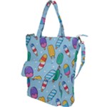 Cute Kawaii Ice Cream Seamless Pattern Shoulder Tote Bag