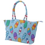 Cute Kawaii Ice Cream Seamless Pattern Canvas Shoulder Bag