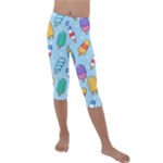 Cute Kawaii Ice Cream Seamless Pattern Kids  Lightweight Velour Capri Leggings 