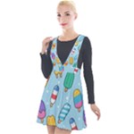Cute Kawaii Ice Cream Seamless Pattern Plunge Pinafore Velour Dress
