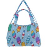 Cute Kawaii Ice Cream Seamless Pattern Double Compartment Shoulder Bag