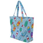 Cute Kawaii Ice Cream Seamless Pattern Zip Up Canvas Bag