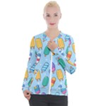 Cute Kawaii Ice Cream Seamless Pattern Casual Zip Up Jacket
