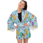 Cute Kawaii Ice Cream Seamless Pattern Long Sleeve Kimono