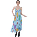 Cute Kawaii Ice Cream Seamless Pattern Tie Back Maxi Dress