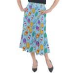 Cute Kawaii Ice Cream Seamless Pattern Midi Mermaid Skirt