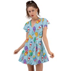Flutter Sleeve Wrap Dress 
