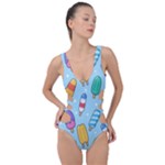 Cute Kawaii Ice Cream Seamless Pattern Side Cut Out Swimsuit
