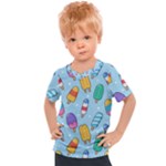 Cute Kawaii Ice Cream Seamless Pattern Kids  Sports T-Shirt