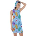 Cute Kawaii Ice Cream Seamless Pattern Racer Back Hoodie Dress