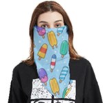 Cute Kawaii Ice Cream Seamless Pattern Face Covering Bandana (Triangle)