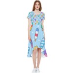 Cute Kawaii Ice Cream Seamless Pattern High Low Boho Dress