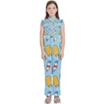 Cute Kawaii Ice Cream Seamless Pattern Kids  Sleeveless Ruffle Edge Band Collar Chiffon One Piece