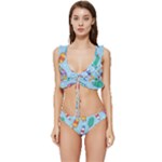 Cute Kawaii Ice Cream Seamless Pattern Low Cut Ruffle Edge Bikini Set