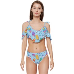 Ruffle Edge Tie Up Bikini Set	 