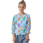 Cute Kawaii Ice Cream Seamless Pattern Kids  Cuff Sleeve Top