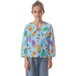 Cute Kawaii Ice Cream Seamless Pattern Kids  Sailor Shirt