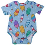 Cute Kawaii Ice Cream Seamless Pattern Baby Short Sleeve Bodysuit