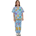 Cute Kawaii Ice Cream Seamless Pattern Kids  T-Shirt and Pants Sports Set