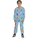 Cute Kawaii Ice Cream Seamless Pattern Kids  Sweatshirt set