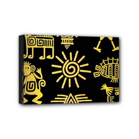 Maya Style Gold Linear Totem Icons Mini Canvas 6  x 4  (Stretched) from ArtsNow.com