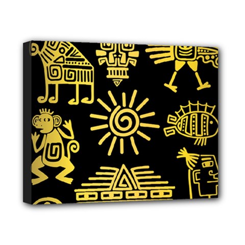 Maya Style Gold Linear Totem Icons Canvas 10  x 8  (Stretched) from ArtsNow.com