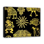 Maya Style Gold Linear Totem Icons Canvas 14  x 11  (Stretched)