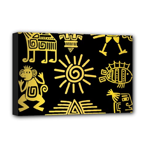 Maya Style Gold Linear Totem Icons Deluxe Canvas 18  x 12  (Stretched) from ArtsNow.com