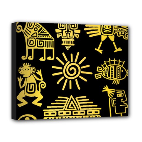 Maya Style Gold Linear Totem Icons Deluxe Canvas 20  x 16  (Stretched) from ArtsNow.com