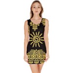 Maya Style Gold Linear Totem Icons Bodycon Dress