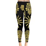 Maya Style Gold Linear Totem Icons Everyday Leggings 