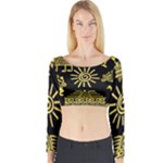 Maya Style Gold Linear Totem Icons Long Sleeve Crop Top