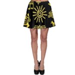Maya Style Gold Linear Totem Icons Skater Skirt