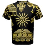 Maya Style Gold Linear Totem Icons Men s Cotton T-Shirt