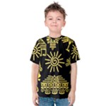 Maya Style Gold Linear Totem Icons Kids  Cotton T-Shirt