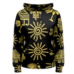 Maya Style Gold Linear Totem Icons Women s Pullover Hoodie