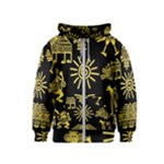Maya Style Gold Linear Totem Icons Kids  Zipper Hoodie