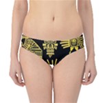 Maya Style Gold Linear Totem Icons Hipster Bikini Bottoms