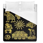 Maya Style Gold Linear Totem Icons Duvet Cover (Queen Size)