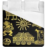 Maya Style Gold Linear Totem Icons Duvet Cover (King Size)