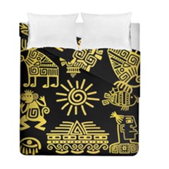 Maya Style Gold Linear Totem Icons Duvet Cover Double Side (Full/ Double Size) from ArtsNow.com