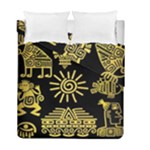 Maya Style Gold Linear Totem Icons Duvet Cover Double Side (Full/ Double Size)