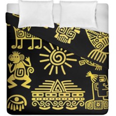Maya Style Gold Linear Totem Icons Duvet Cover Double Side (King Size) from ArtsNow.com