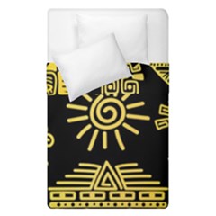 Maya Style Gold Linear Totem Icons Duvet Cover Double Side (Single Size) from ArtsNow.com